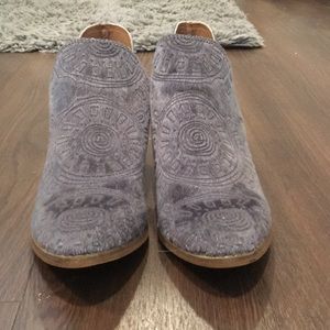 Suede light blue summer booties